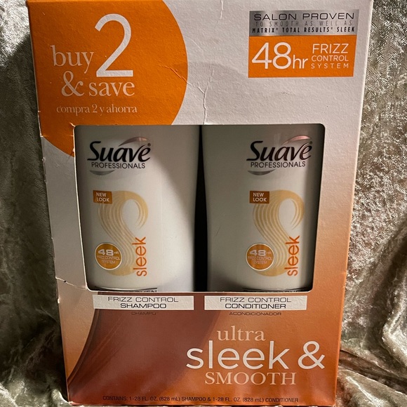 Suave Ultra Sleek & Smooth 48 Hr Frizz Control Shampoo & Conditioner Bundle 28oz - Picture 1 of 8